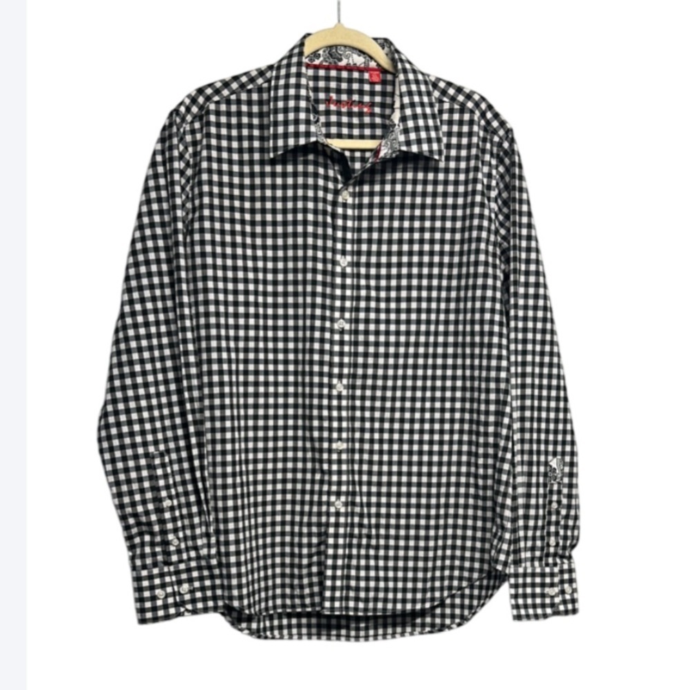 Justins Black and White Casual Button Down Shirt